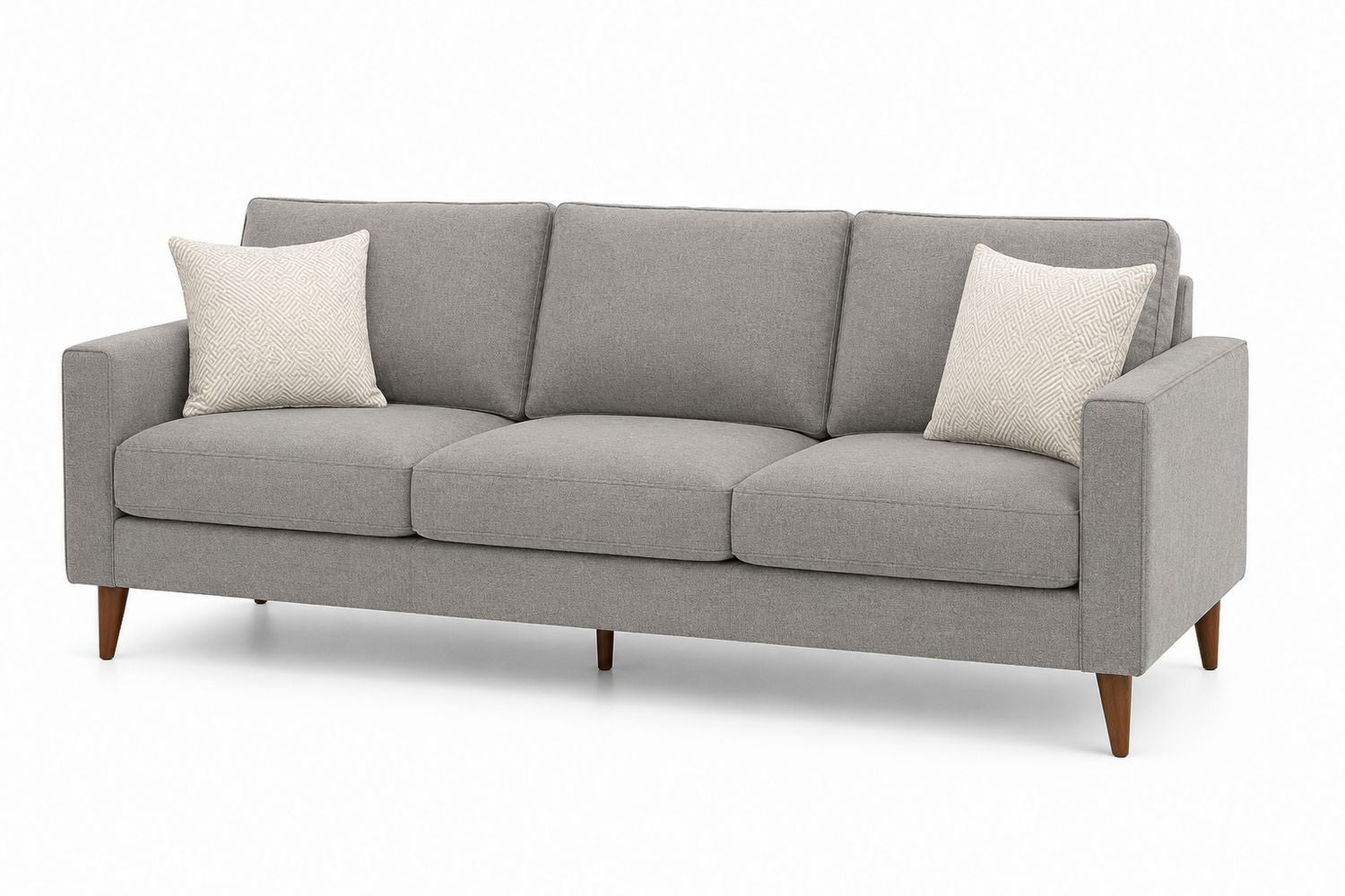 Sofa trzyosobowa z tkaniny poliestrowej, szara, 200x90x80 cm