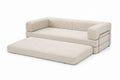 Sofa rozkładana sztruksowa z metalową ramą beżowa
