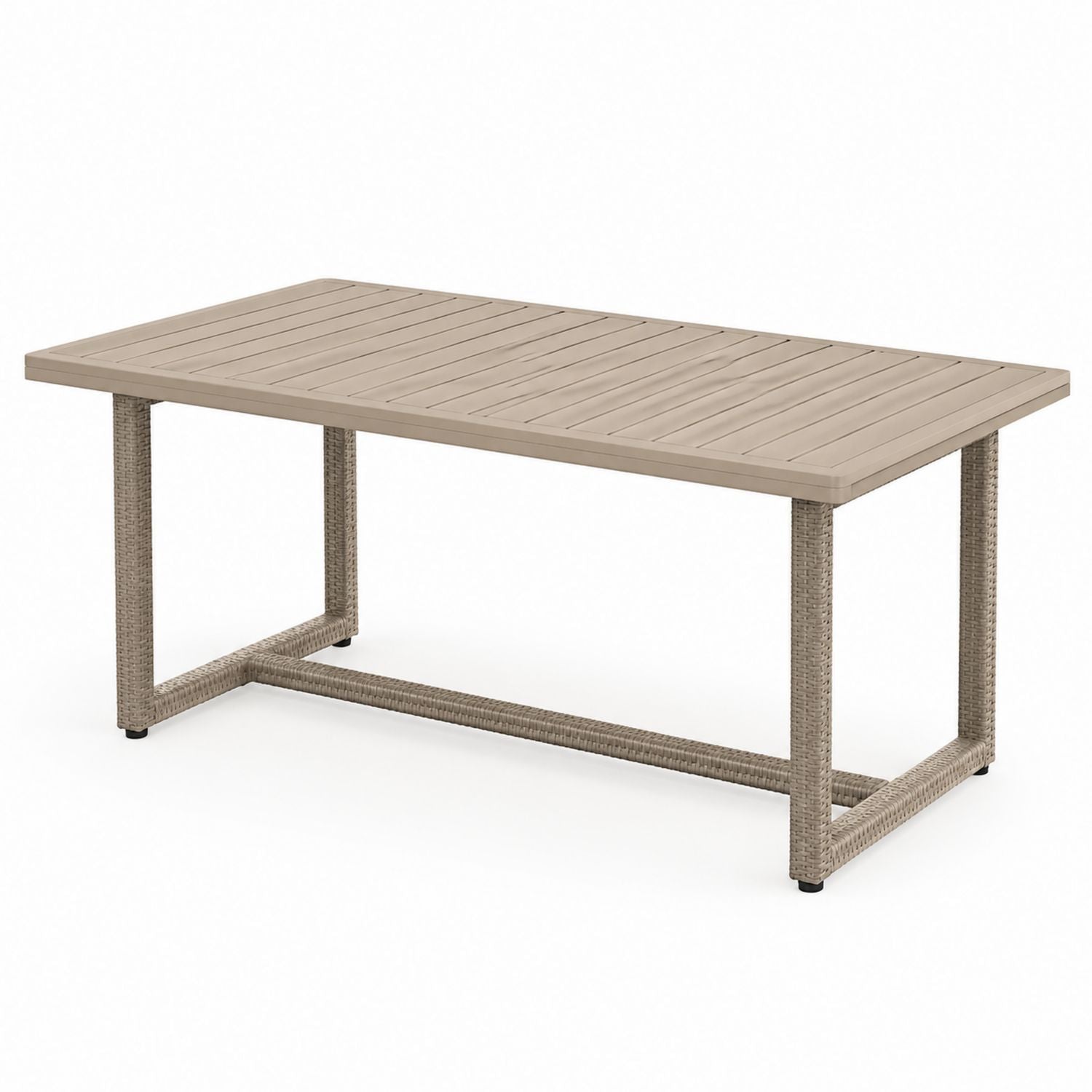 Stół ogrodowy prostokątny z aluminium i technorattanu beżowy 200x100x75 cm