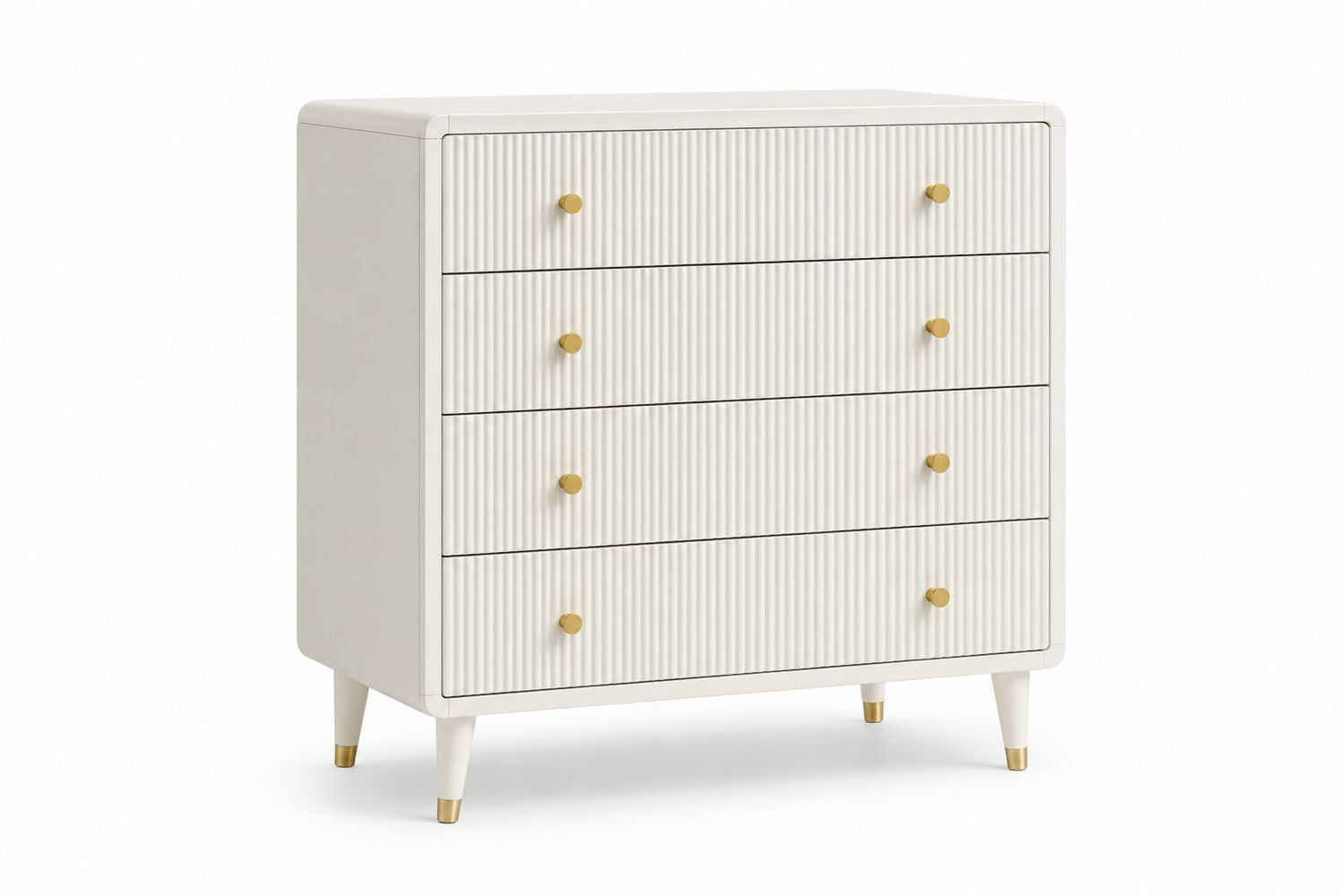 Komoda z 4 szufladami z MDF i metalu Biały/Złoty 80x40x100cm