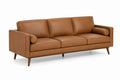 3-osobowa sofa z tkaniny skórzanej Brązowa 210 cm