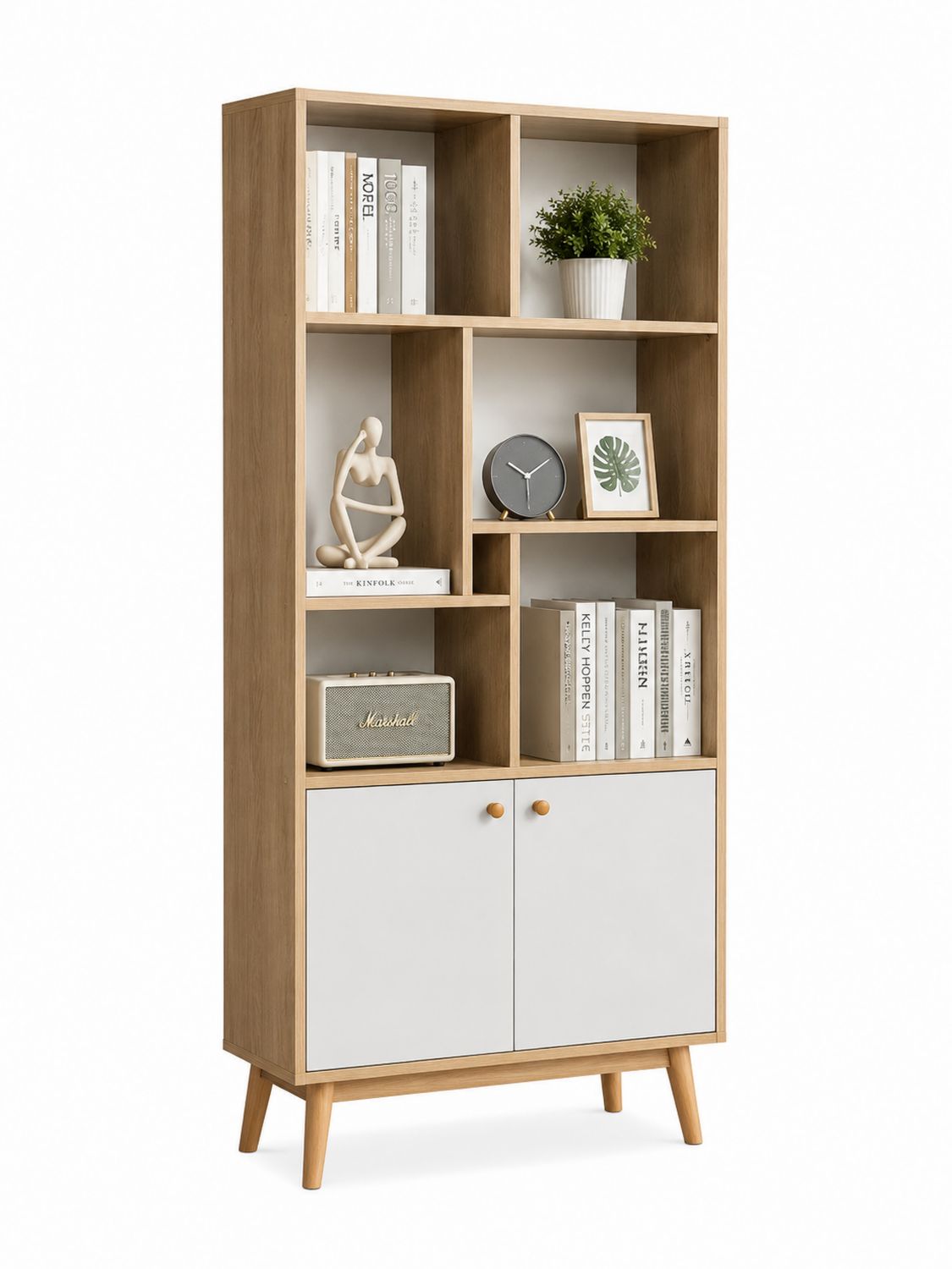 Regał z płyty meblowej i MDF Dąb/Biały 180x80x30 cm
