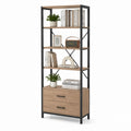 Regał z metalu i płyty MDF z 4 półkami i 2 szufladami 180 cm