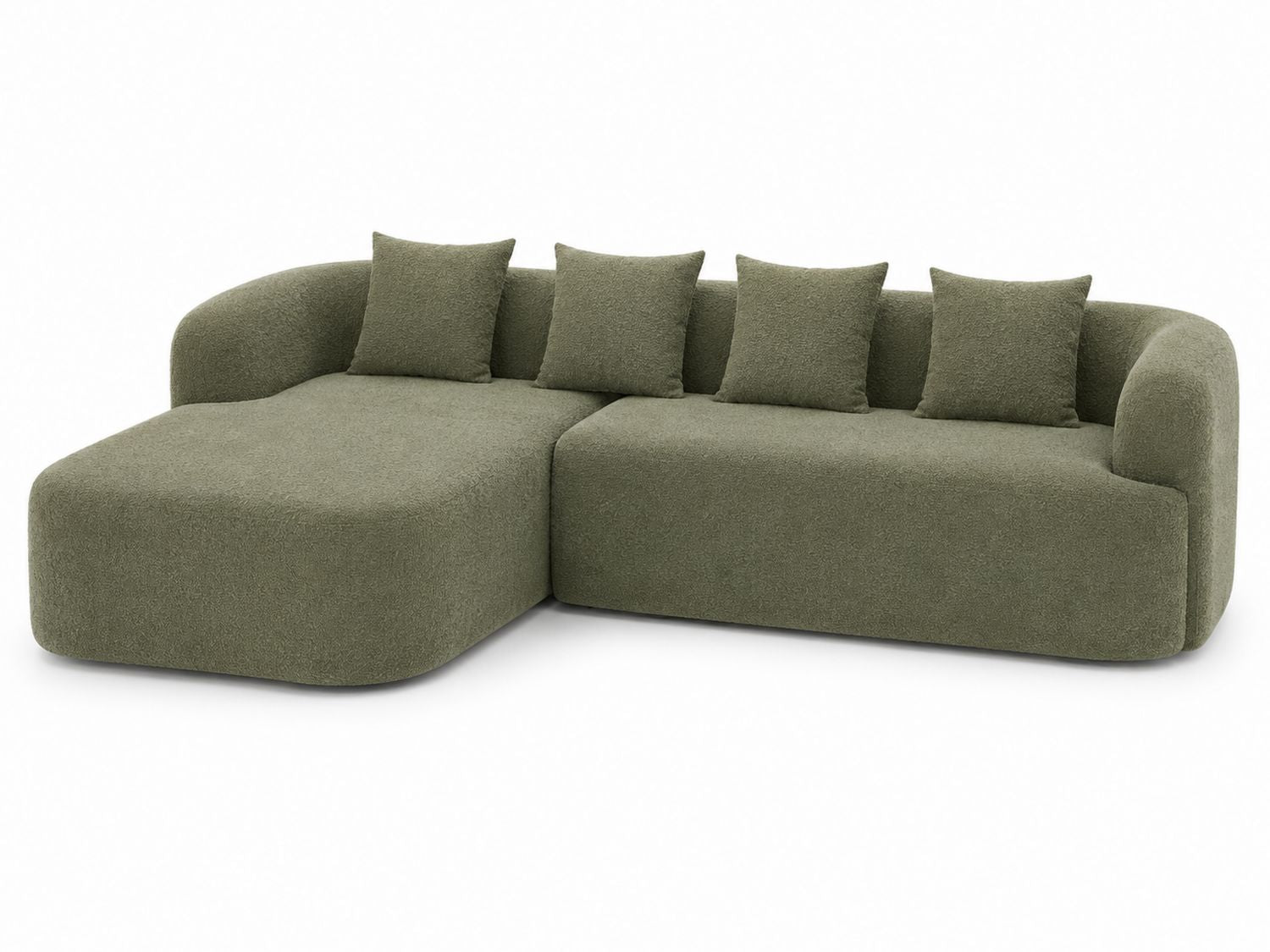 Narożna sofa z tkaniny poliestrowej, zielona