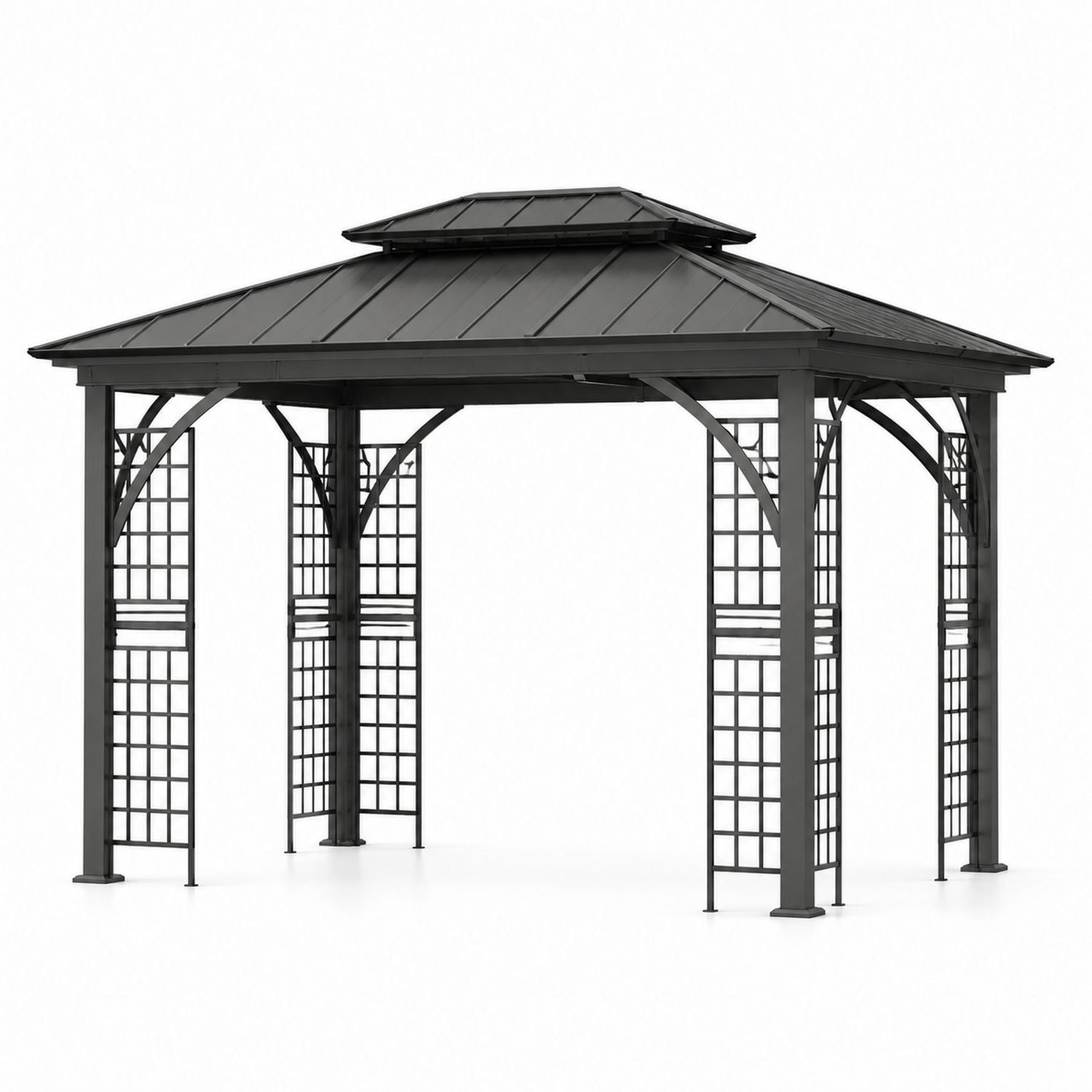 Altana ogrodowa metalowa czarna 300x300 cm