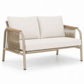 Sofa ogrodowa metalowa z poduszkami beżowa 130 cm