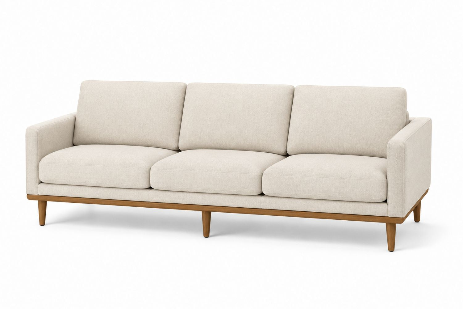 Sofa trzyosobowa tkanina drewno Beżowy