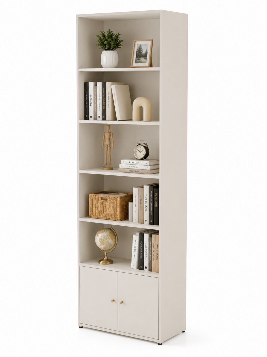 Regał z płyty MDF 5 półek Beżowy 180x60x30 cm