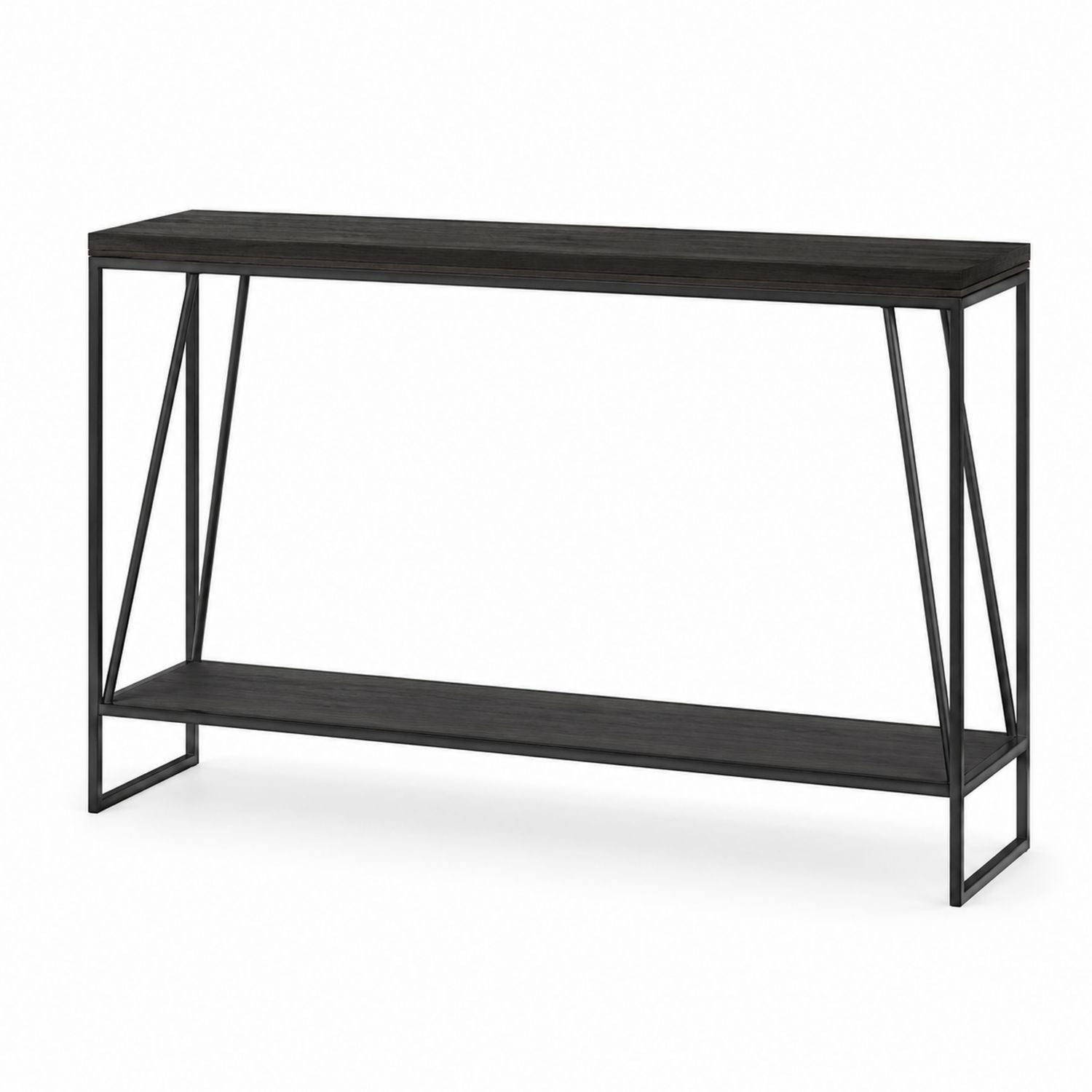 Konsola z drewna i metalu czarna 120x30x80 cm