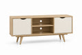 Szafka RTV z drewna i MDF Dąb/Biel 120x40x50 cm