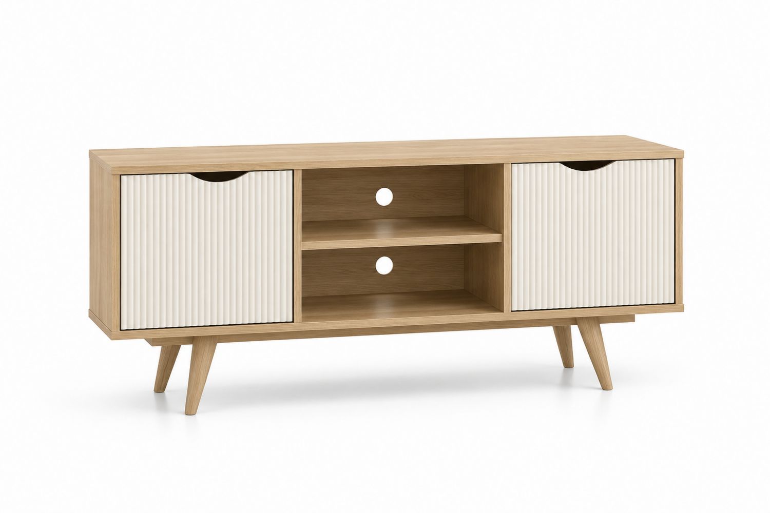Szafka RTV z drewna i MDF Dąb/Biel 120x40x50 cm
