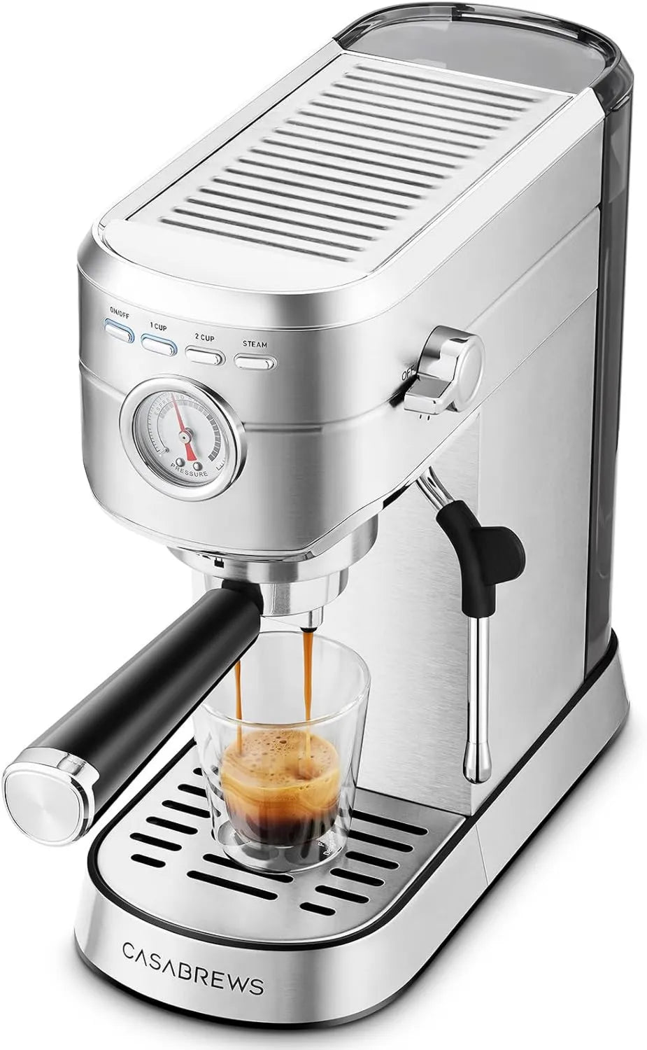 CASABREWS, Ekspres do kawy, 1 l, duży zbiornik, profesjonalny, wyjmowany, 20 bar, pianka do mleka Latte & Cappuccino
