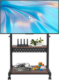 HOMEONENIC, Szafka TV, 86 cali, 74 x 46 cm, koła jezdne, czarne, wysokość regulowana: 108, Maksymalne obciążenie: 100 kg, Do telewizji od 43 do 86 ', 128