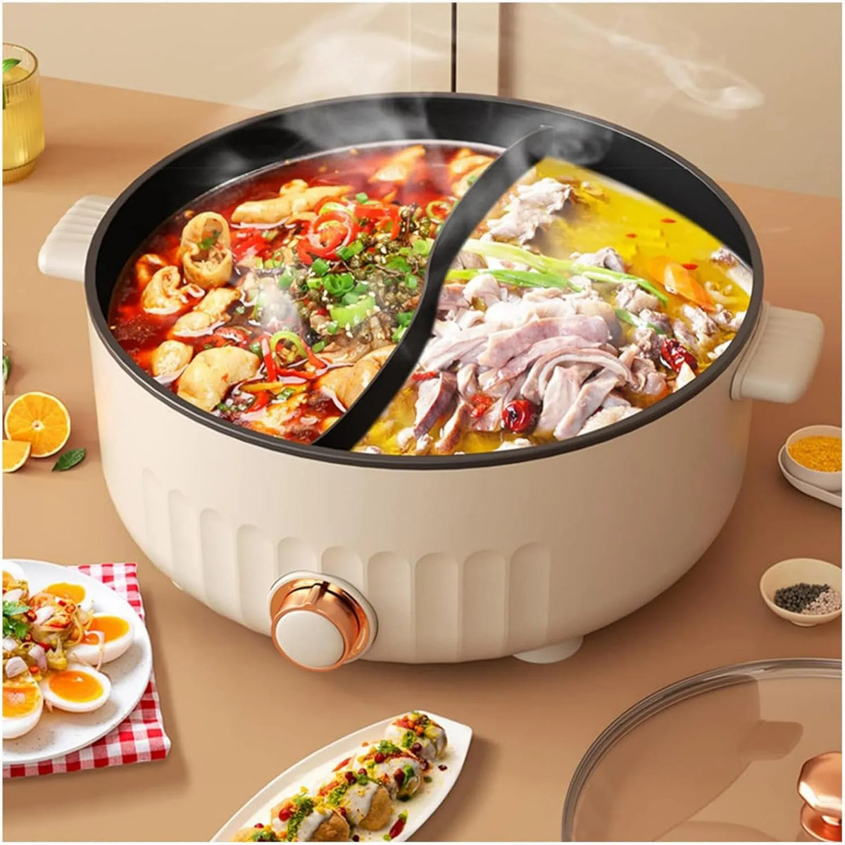 ARTSIM, Fondue, biały, IP65, Urządzenie, Wielofunkcyjne Chińskie urządzenia elektryczne Fondue Nadaje się do małych FêTes wyposażone w 2 Niesterowane gniazda ze stali