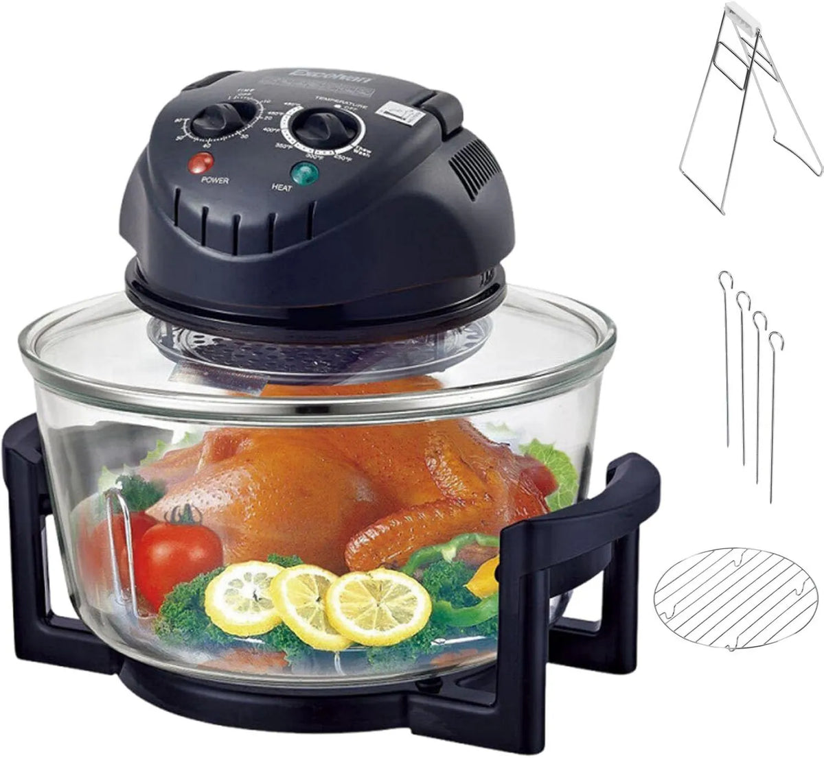Generic frytkownica beztłuszczowa, 12 l, 1300 W, 130 do 250°C, licznik czasu, grill, para, czarny, frytkownica powietrza piekarnika, do gotowania, pieczenia