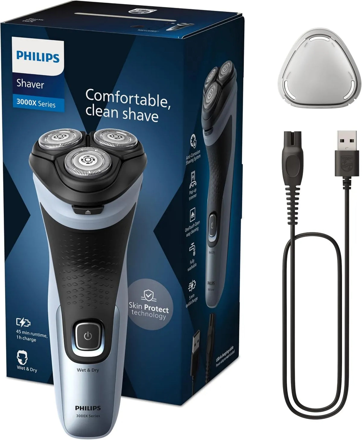 PHILIPS, Series 3000 3000x do suszenia, żyletka, płyta IPS, niebieski, dla mężczyzn
