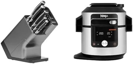 NINJA, K32006EU OL750EU suszarka na gorące powietrze, 7.5 l, 14 programów, stal nierdzewna, 6 Sleek części, 14 funkcji gotowania w 1, Smart Lid