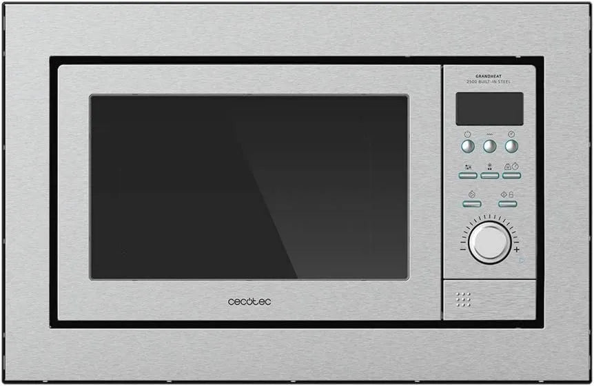 Cecotec, GrandHeat 2500 Kuchenka mikrofalowa, 31, 5 cm, 25 l, 900 W, 1000 W, 8 programów, dotyk, do zabudowy, minutnik, grill, rozmrażanie, mikrofalówka