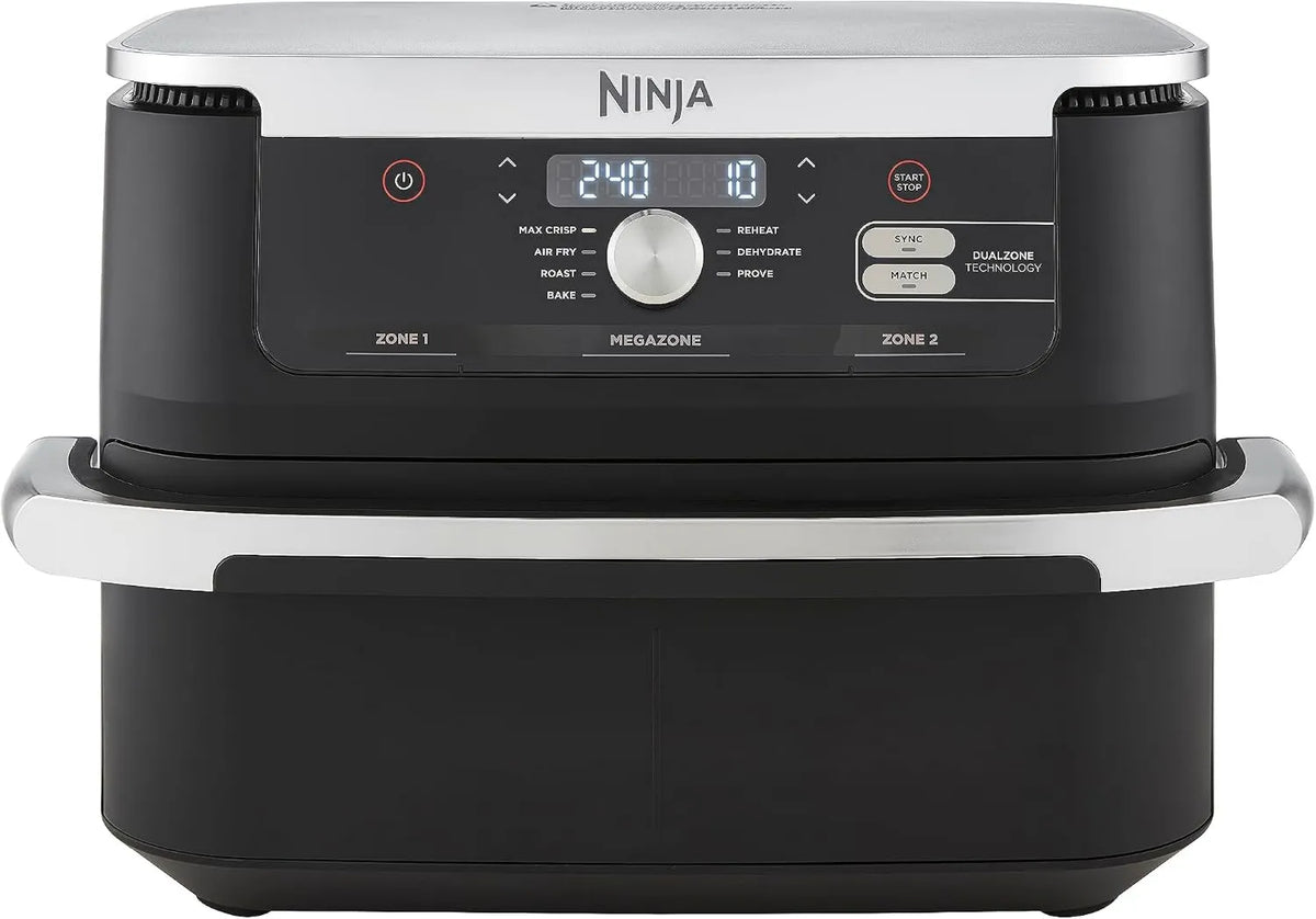 NINJA frytkownica beztłuszczowa, AF500EU 7- in-1 Zmywarka, 10.4 l, zdejmowana, czarny, Foodi FlexDrawer Air frytkownica 2 przedziały, Oddzielny rozdzielacz Duża pojemność 10 7-en-1