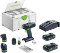 Festool T 18 wiertarka, zasilanie akumulatorowe, wiertarko-wkrętarka akumulatorowa +3 HPC 4,0 I zestaw
