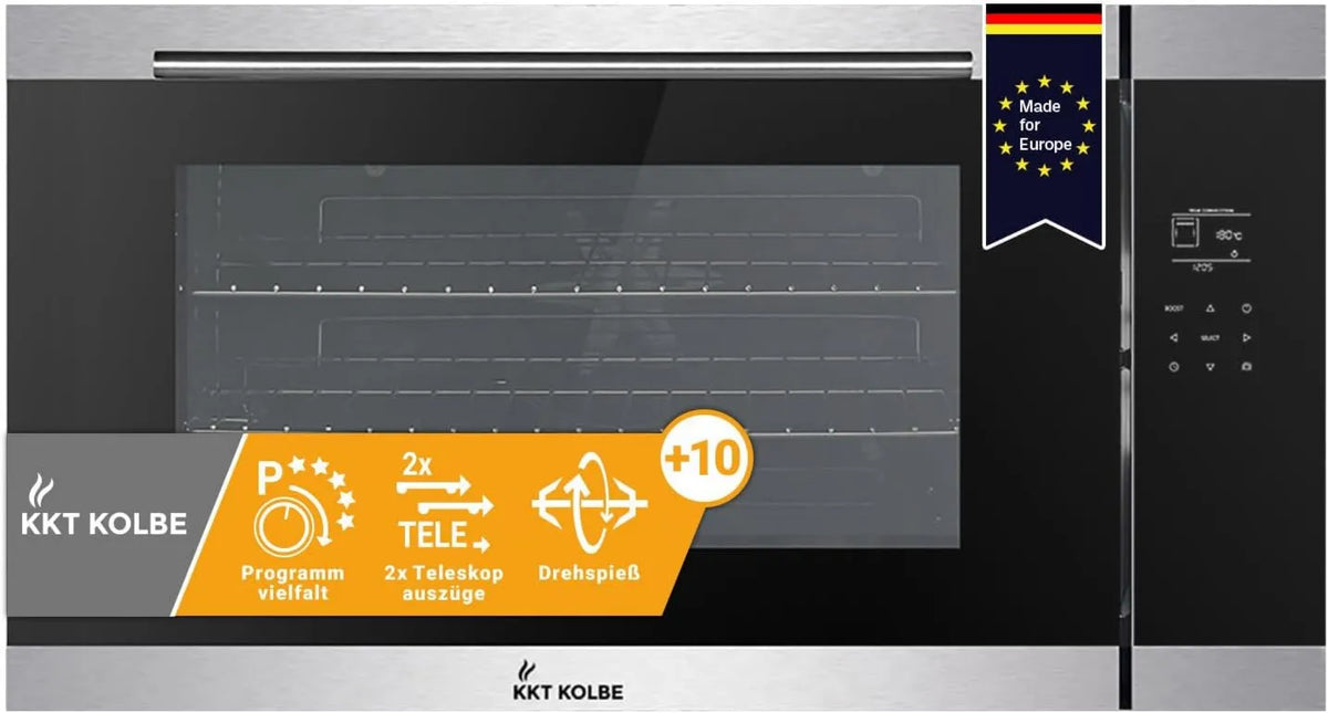 KKT KOLBE piekarnik do zabudowy, Piec elektryczny EB9105ED, 90 cm, 96 l, wbudowany, grill, 4K UHD, 4 kW, obieg powietrza, pieczenie, gorące powietrze, szuflady teleskopowe