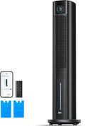 DREO, Wentylator, 110 cm, minutnik, aplikacja, oscylacja w 80 °, cisza, czarny, kontrola aplikacji, zegar 12 godzin