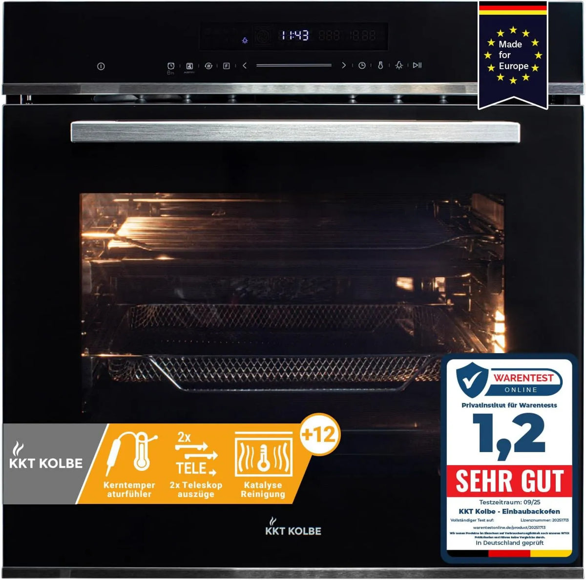 EB8017ED piekarnik elektryczny, 2,9 kW, 60 cm, timer, praca automatyczna, funkcja grilla, Piekarnik do zabudowy 60 cm, funkcja pizzy