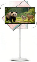 BEESOM, Smart TV 8go + 128go 27in, 27in, TV, 4K UHD, przenośne, na zewnątrz, poruszające się koła, dotyk, Duży telewizor, TV na piechotę z