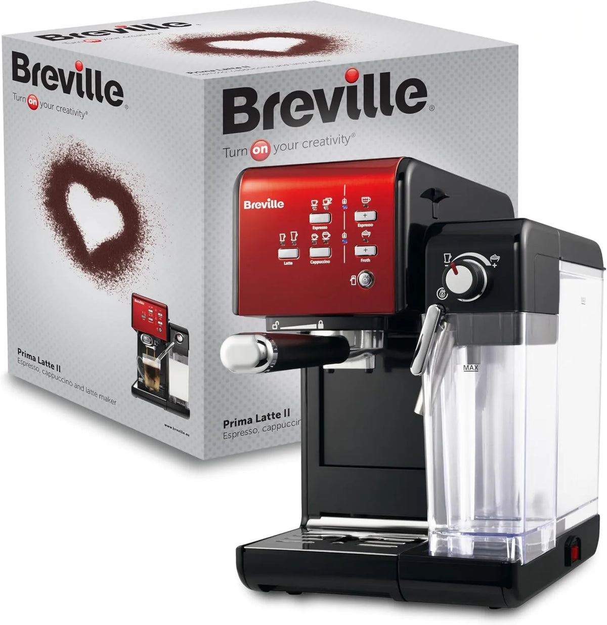 Breville, Maszyna Latte VCF109X, Pompa, Profesjonalne, Czerwone