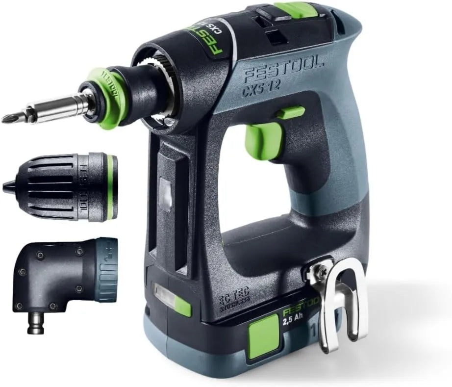 Festool CXS 12 wiertarka, 10,8 V, 5,50 kg, 15,6 cm, zasilanie akumulatorowe, Wiertarko-wkrętarka akumulatorowa 2,5-zestaw