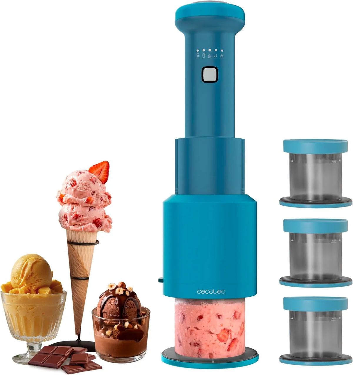 Cecotec, Ice, Przenośne, Ice i Sorbet Maszyna, 250 W, 5 programów, 260 ml, drewno