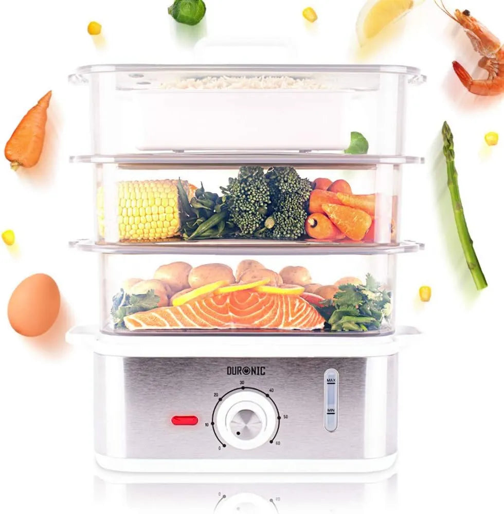 Duronic, FS87 kuchenka, 10.6 l, 870 W, zegar, 3 poziomów, para, do gotowania warzyw mięsnych ryb bitumiczne ziemniaki