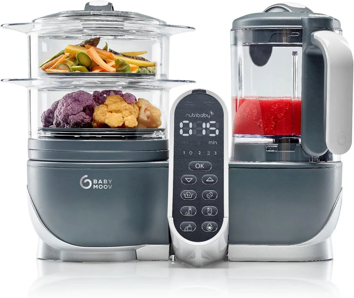 Babymoov, Mikser, 2.2 l, para, szary, Robot kuchenka Baby Multifunction 6 in 1, Duża pojemność 2.2 l