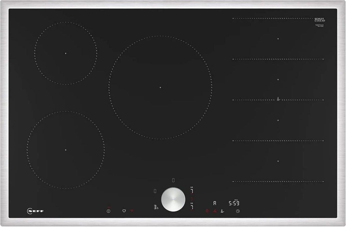 NEFF T68STV4L0 N90 płyta indukcyjna, 80 cm, samowystarczalna płyta grzewcza z ceramiki szklano-ceramicznej, Flex Induction, Home Connect