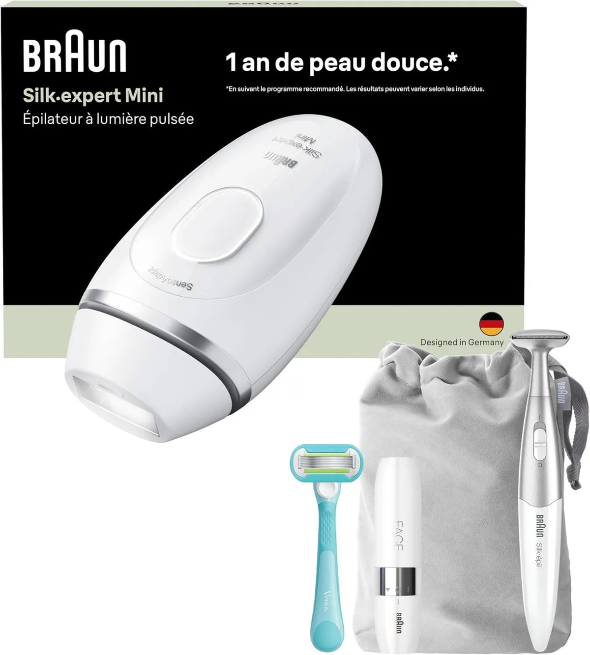 Braun depilator IPL, PL1104 Epilator Lumiere Pulsee Silk Expert Mini, biały