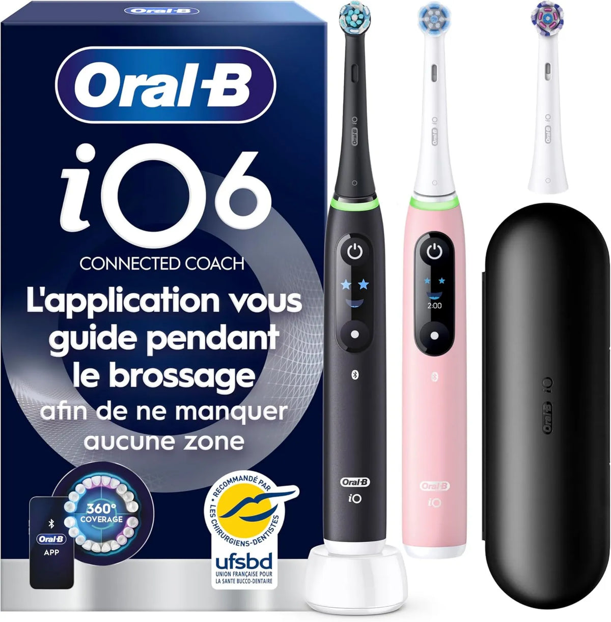 Oral-B, Czarne i różowe, 3 pędzle, szczotki oral- B z elektrycznymi zębami iO 6 Duo