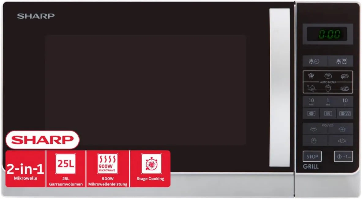 Sharp, R- 742WW Kuchenka mikrofalowa, 25 l, grill, mikrofalówka, biały R-742WW